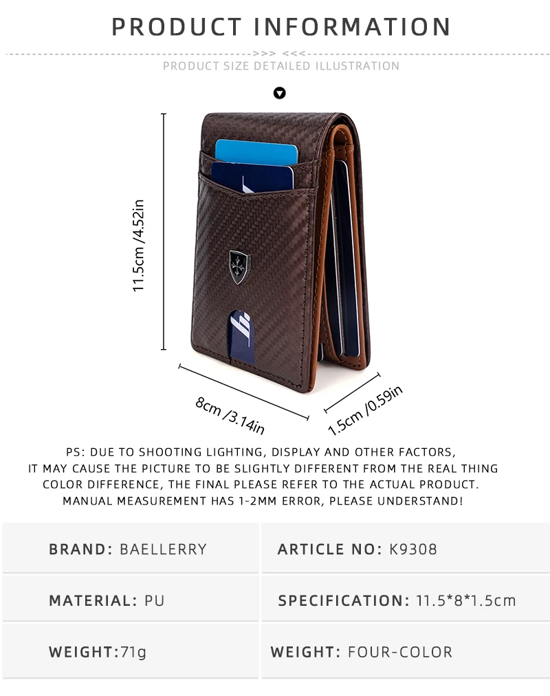 Slim Wallet for Men-Leather Money Clip Mens Wallets-RFID Blocking Front Pocket Bifold Credit Card Holder