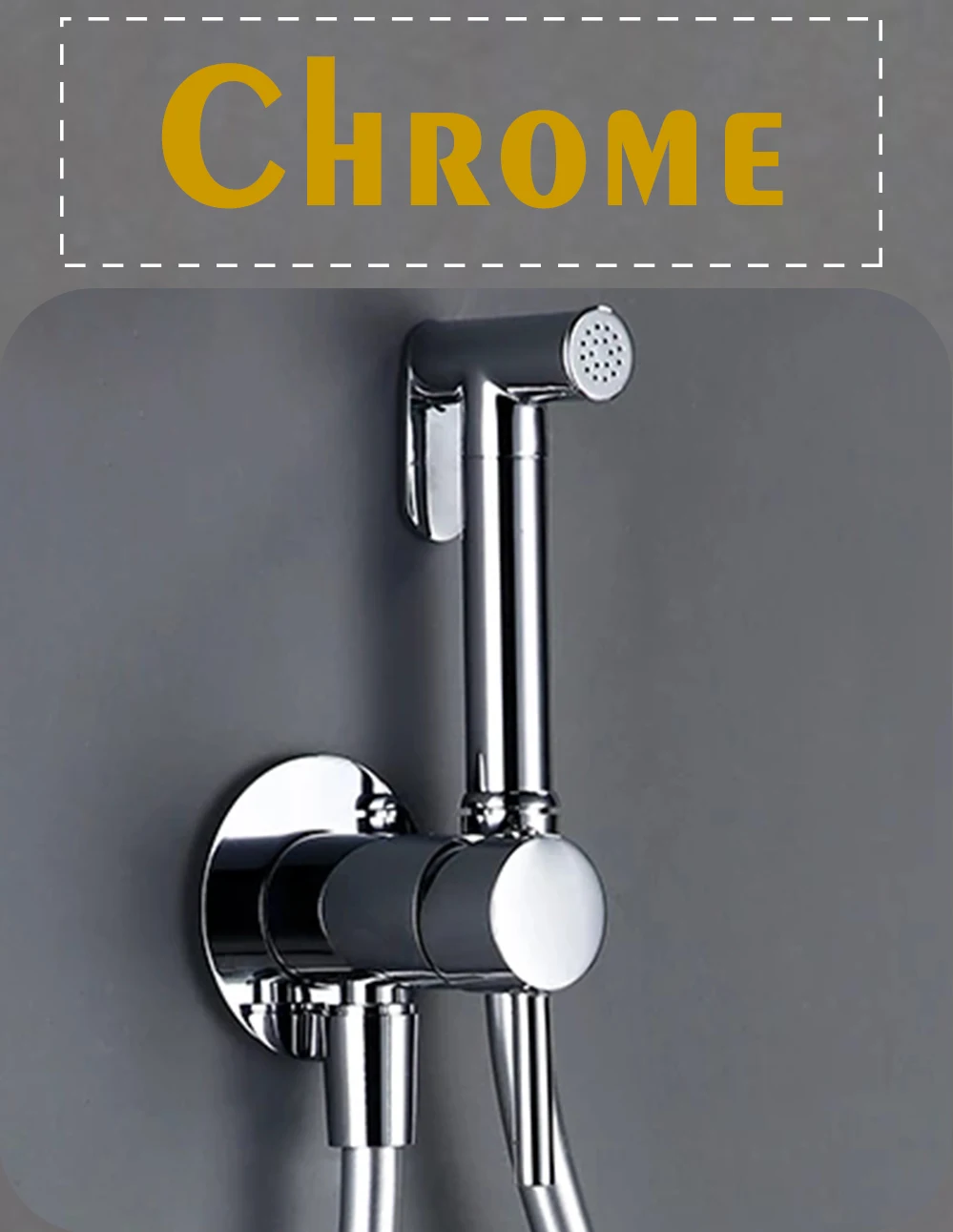 Bagnolux Brushed Gold Toilet Held Bidet Sprayer Kit with Hose and Holder Wall Mounted Hot and Cold Mixed Type Bathroom Faucet