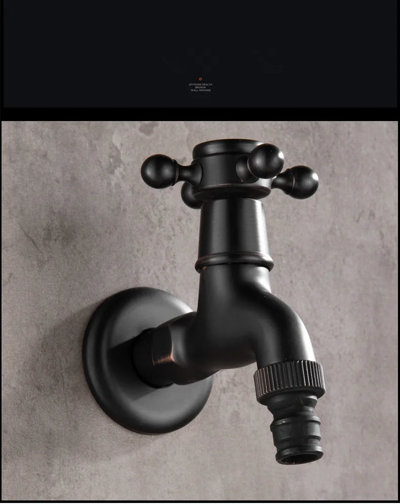 ZGRK Brass Black Faucet Bathroom Washing Machine Faucet Mop Taps Toilet Corner Faucet Tap Garden Outdoor Mixer Double Using