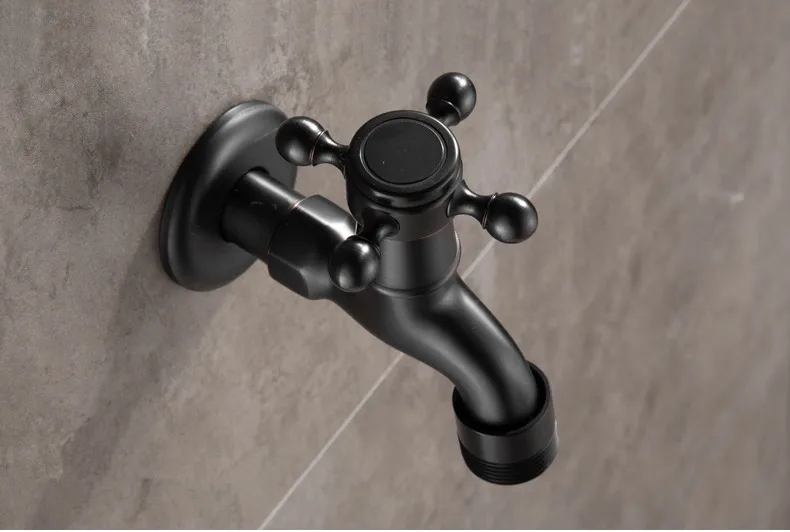 ZGRK Brass Black Faucet Bathroom Washing Machine Faucet Mop Taps Toilet Corner Faucet Tap Garden Outdoor Mixer Double Using