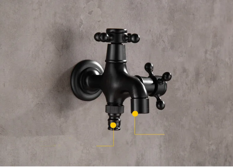 ZGRK Brass Black Faucet Bathroom Washing Machine Faucet Mop Taps Toilet Corner Faucet Tap Garden Outdoor Mixer Double Using
