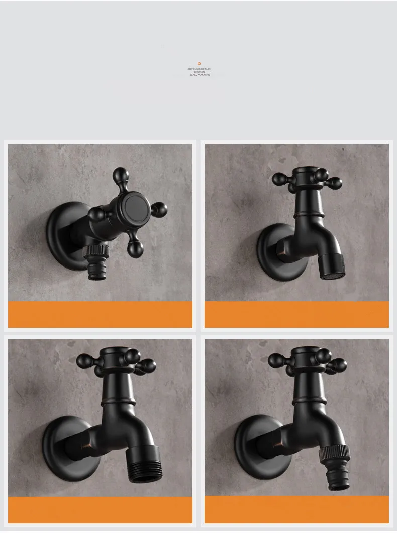ZGRK Brass Black Faucet Bathroom Washing Machine Faucet Mop Taps Toilet Corner Faucet Tap Garden Outdoor Mixer Double Using