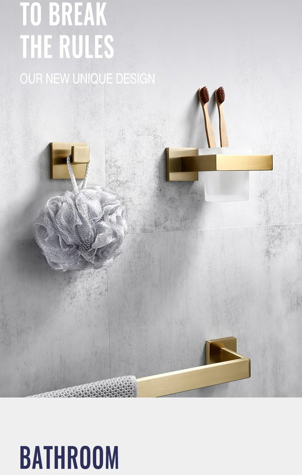 Brushed Gold Bathroom Accessories Set Toilet Brush Holder Toilet Paper Holder Towel Bar Rail Rack Hanger Hook Soap Dish Hardware