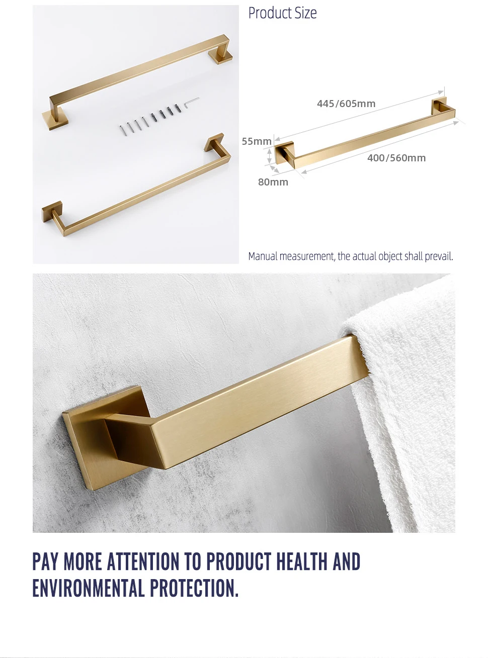 Brushed Gold Bathroom Accessories Set Toilet Brush Holder Toilet Paper Holder Towel Bar Rail Rack Hanger Hook Soap Dish Hardware