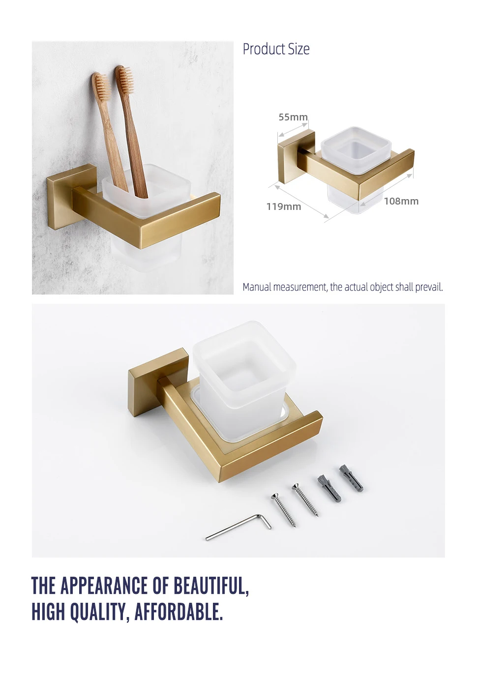 Brushed Gold Bathroom Accessories Set Toilet Brush Holder Toilet Paper Holder Towel Bar Rail Rack Hanger Hook Soap Dish Hardware