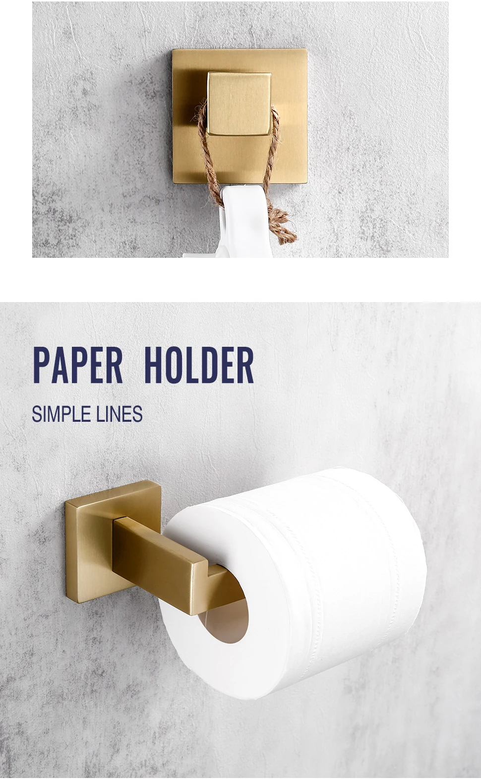 Brushed Gold Bathroom Accessories Set Toilet Brush Holder Toilet Paper Holder Towel Bar Rail Rack Hanger Hook Soap Dish Hardware