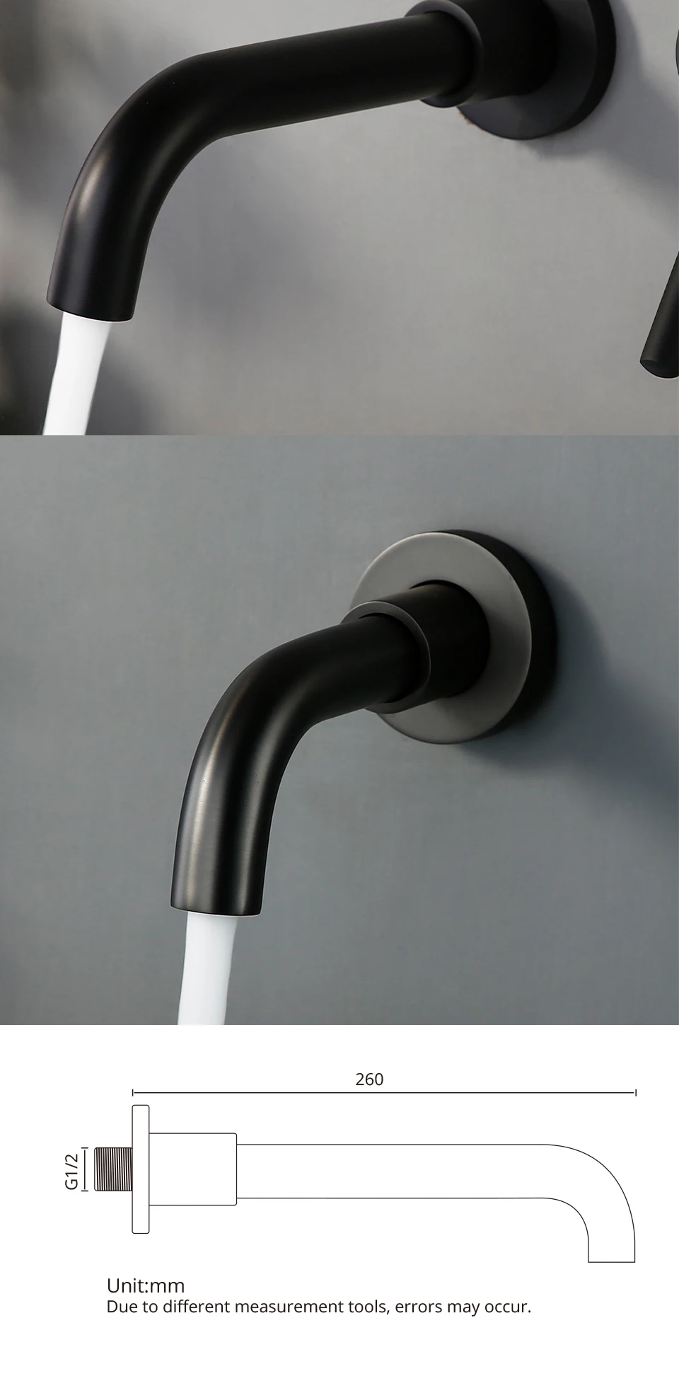 Bagnolux Black Brushed Polished Chrome Stainless Steel Rose Gold Brass Round Bathtub Spout Basin Bathroom Faucet