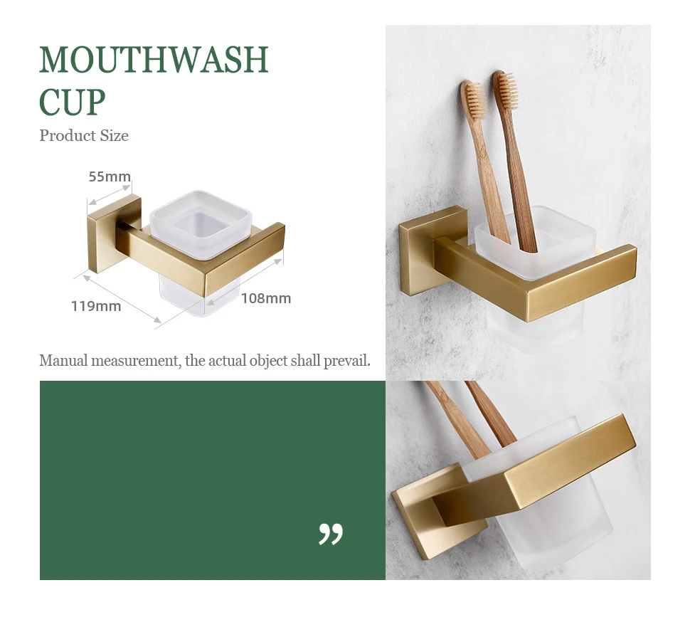Matte Gold Towel Rack 304 stainless steel Towel Bar Double Towel Shelf Paper Holder Tissue Holder Toilet Brush Holder