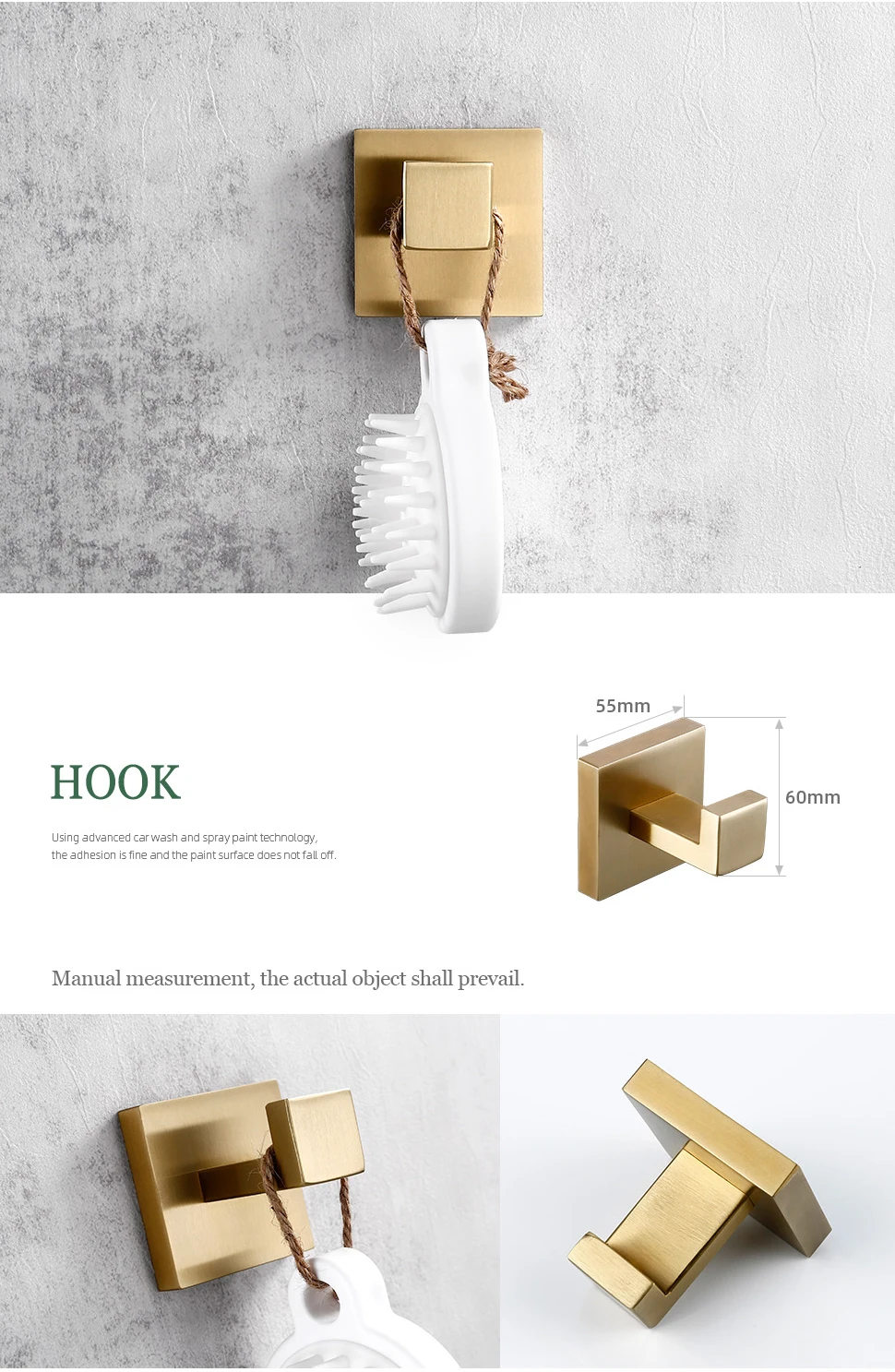 Matte Gold Towel Rack 304 stainless steel Towel Bar Double Towel Shelf Paper Holder Tissue Holder Toilet Brush Holder
