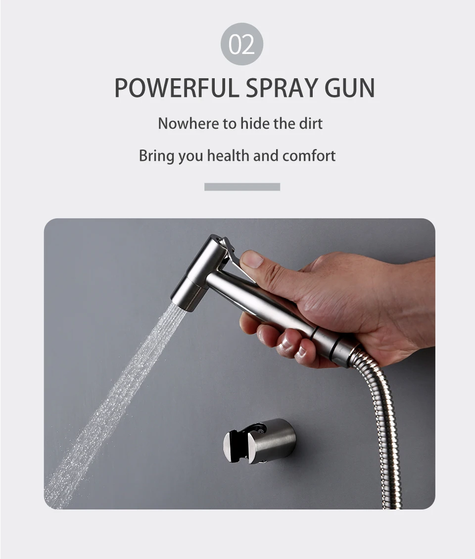 Manufacturers wholesale marketing Brass Toilet Hand Held Bidet Sprayer Kit with 47inch Hose and ABS Bracket Holder Wall  Chrome