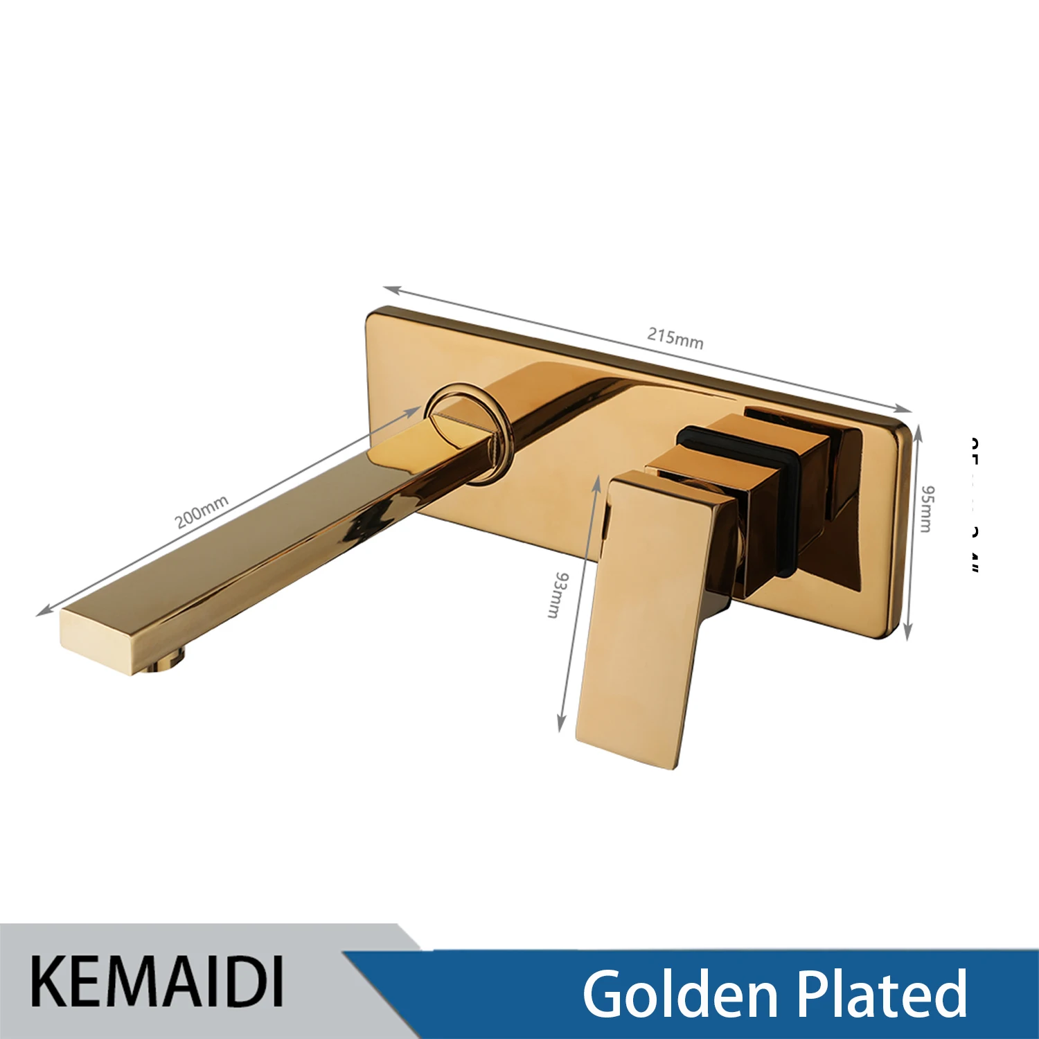 KEMAIDI Golden Plated Bathroom Sink Faucet Wall Mounted Washbasin Faucet Tap Concealed Crane Hot and Cold Water Faucet Mixer