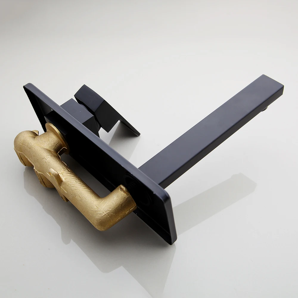 KEMAIDI Golden Plated Bathroom Sink Faucet Wall Mounted Washbasin Faucet Tap Concealed Crane Hot and Cold Water Faucet Mixer