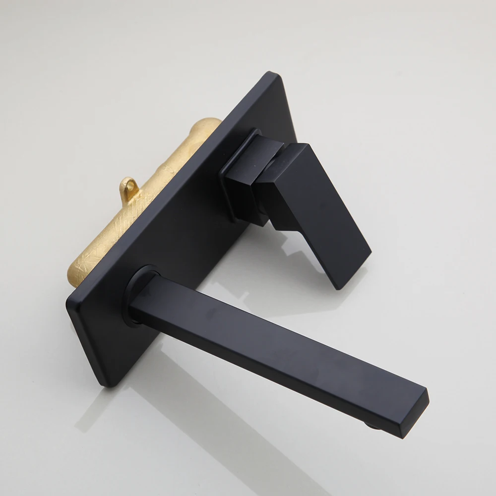 KEMAIDI Golden Plated Bathroom Sink Faucet Wall Mounted Washbasin Faucet Tap Concealed Crane Hot and Cold Water Faucet Mixer