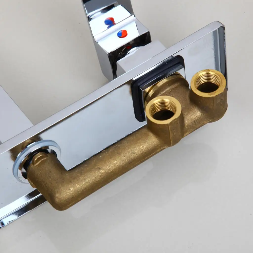 KEMAIDI Golden Plated Bathroom Sink Faucet Wall Mounted Washbasin Faucet Tap Concealed Crane Hot and Cold Water Faucet Mixer