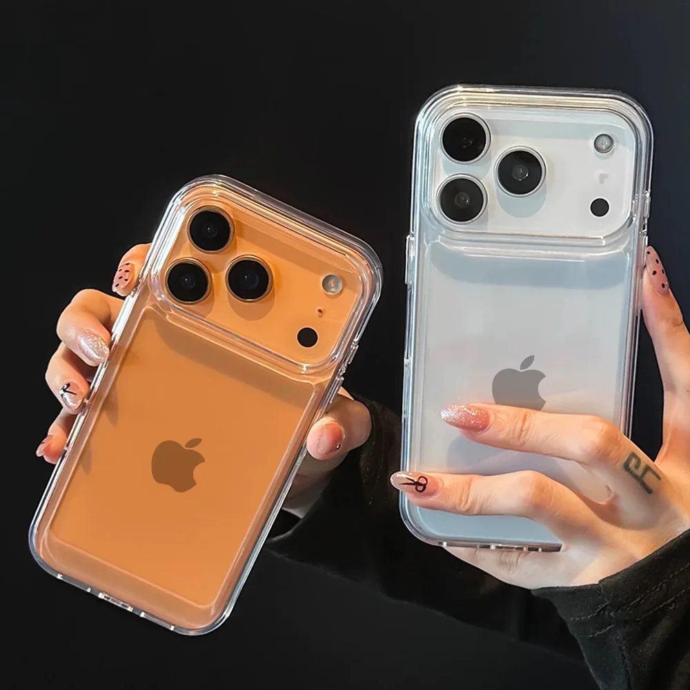 Luxury Clear Hard Acrylic Phone Case For iPhone 17 Air 16 15 14 13 12 11 18 Pro Max XS XR X Plus Soft Shockproof Bumper Cover