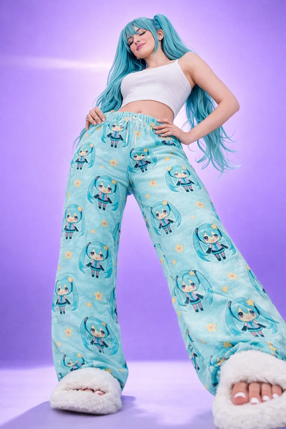2026 Summer Miku Cartoon Full Over Print Adult Kids Pajama Pants Flannel Quick-dry Comfy Lightweight Casual Pants Kawaii Pants