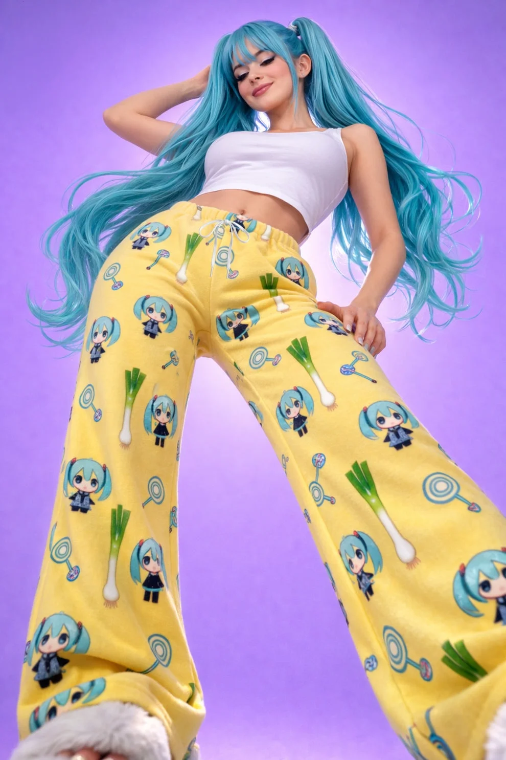 2026 Summer Miku Cartoon Full Over Print Adult Kids Pajama Pants Flannel Quick-dry Comfy Lightweight Casual Pants Kawaii Pants
