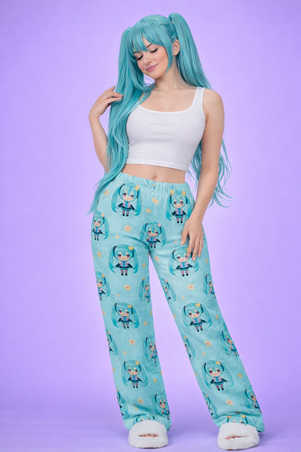 2026 Summer Miku Cartoon Full Over Print Adult Kids Pajama Pants Flannel Quick-dry Comfy Lightweight Casual Pants Kawaii Pants