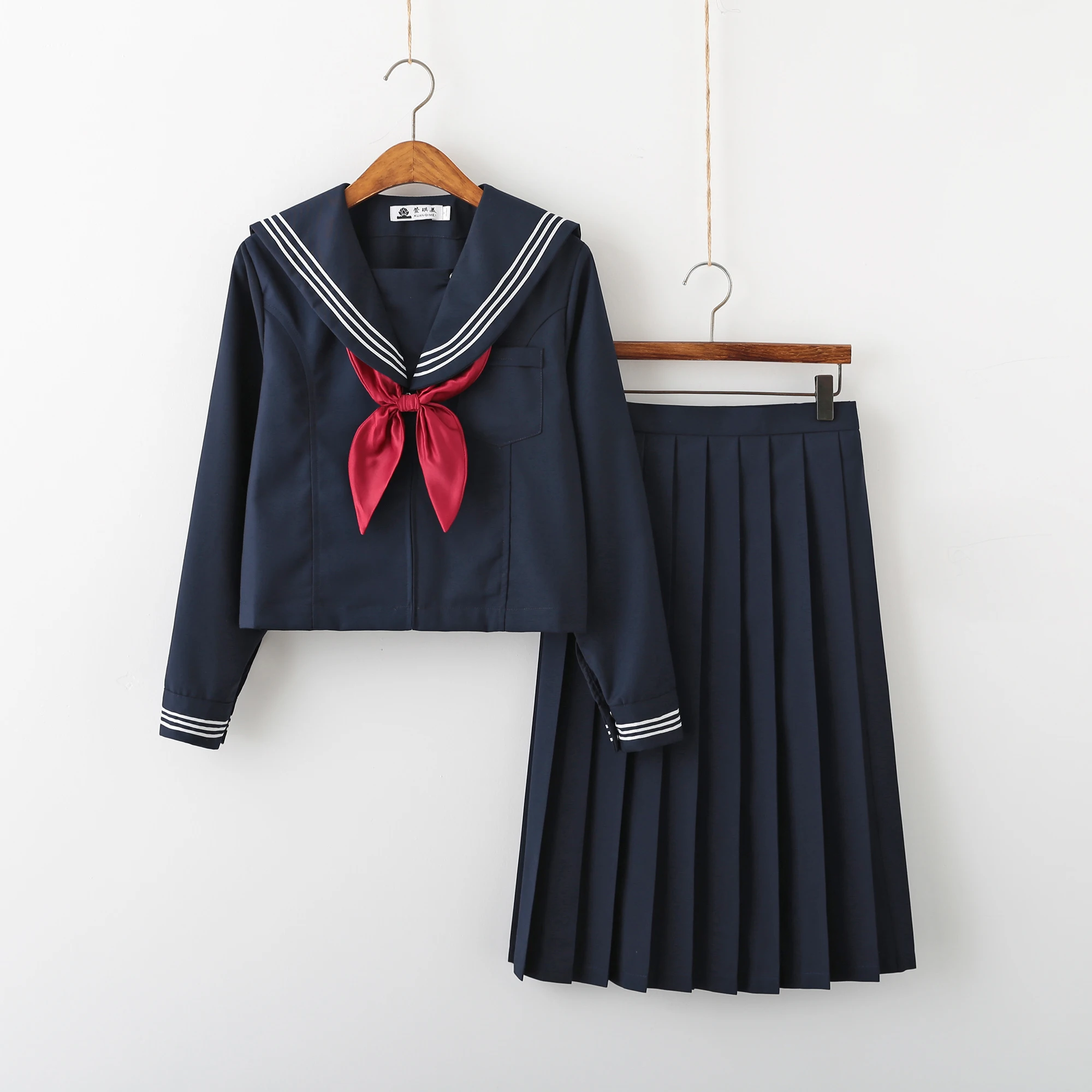 Navy blue JK uniform Autumn Summer Short/long Sleeve Japanese School Uniforms For Girls Sailor Pleated Skirt JK Sets Uniform