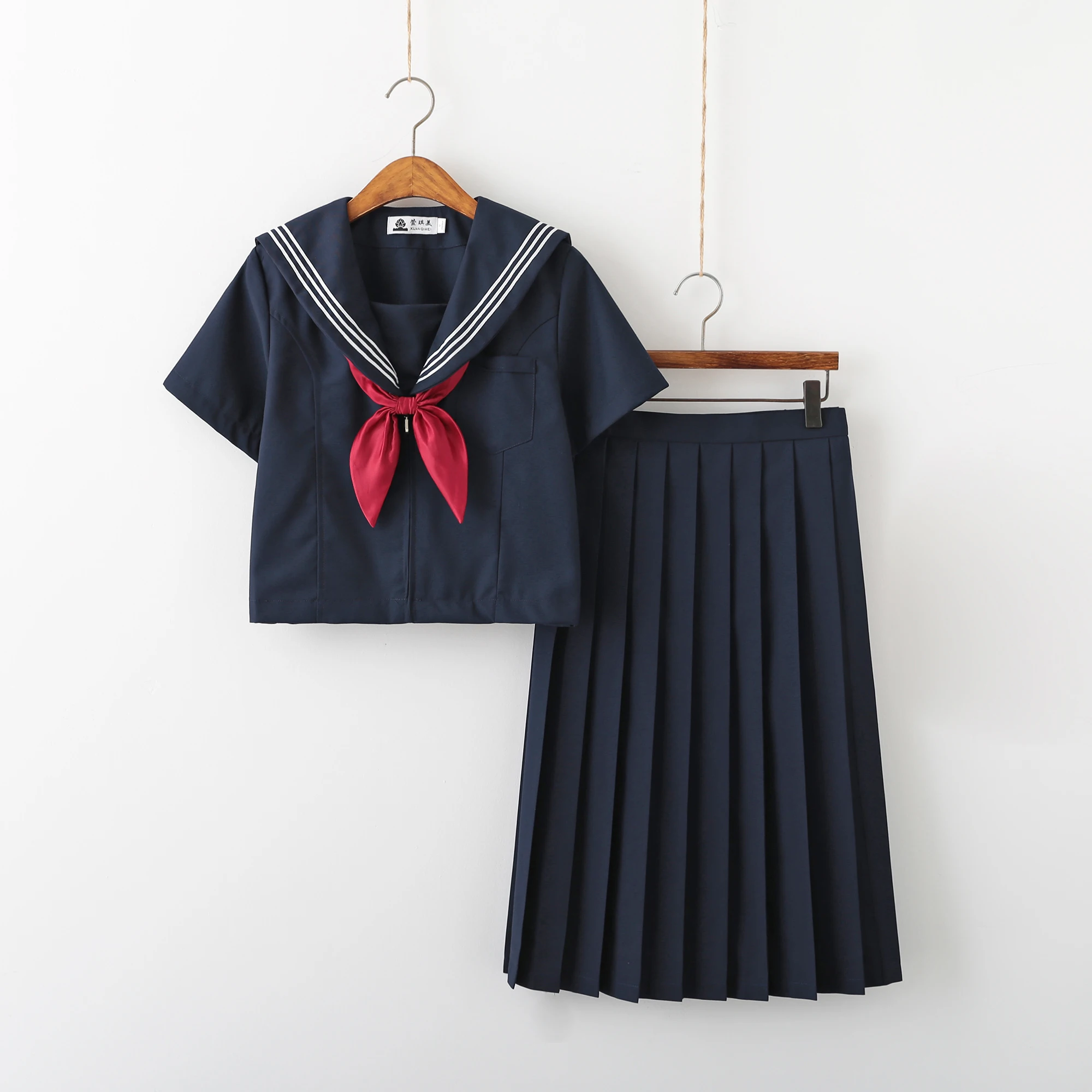 Navy blue JK uniform Autumn Summer Short/long Sleeve Japanese School Uniforms For Girls Sailor Pleated Skirt JK Sets Uniform
