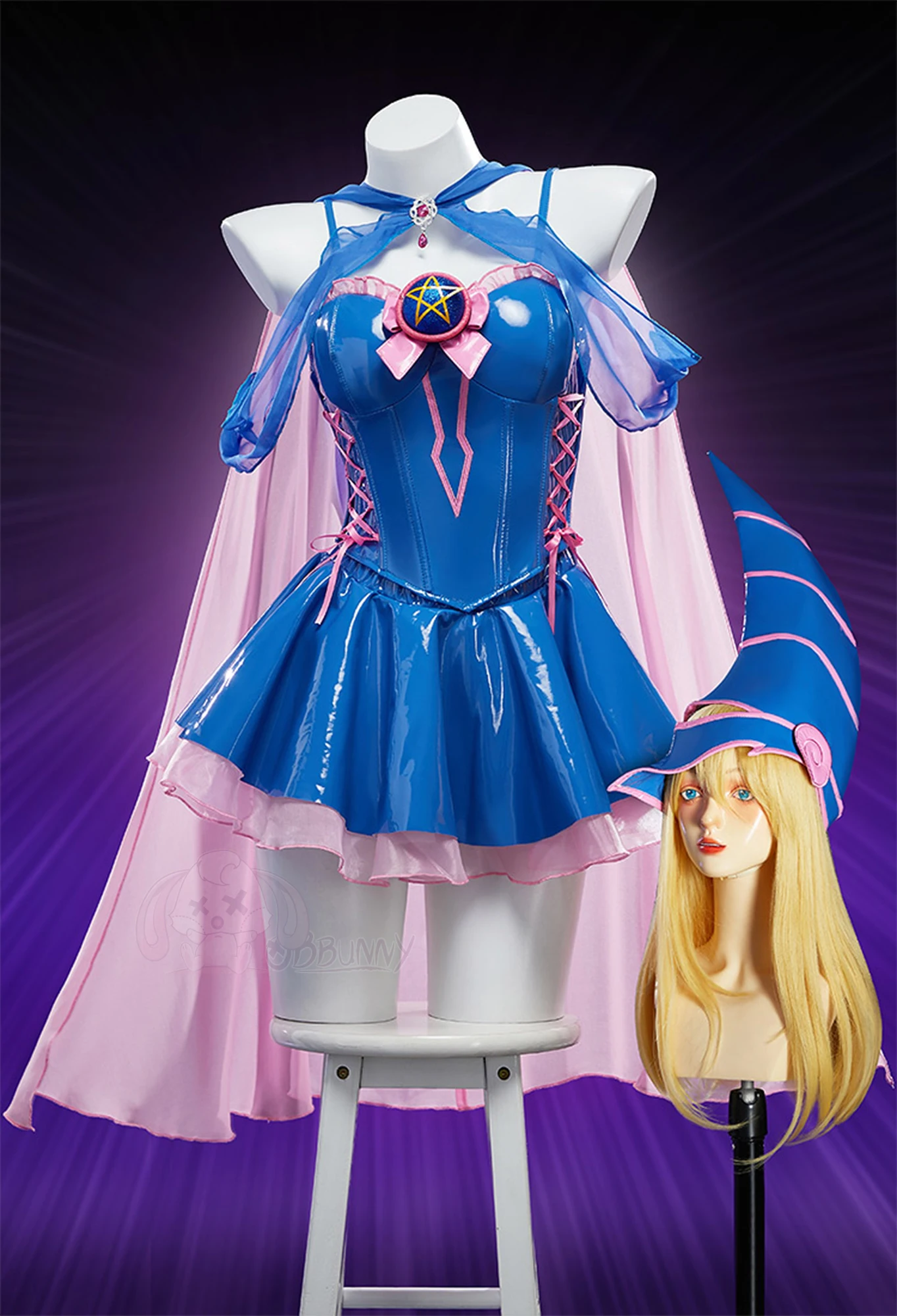 Anime Dark Magician Girl Mana Cosplay Costumes Women Sexy Leather Skirt Top Hat Cloak Suit Halloween Carnival Performese Clothes