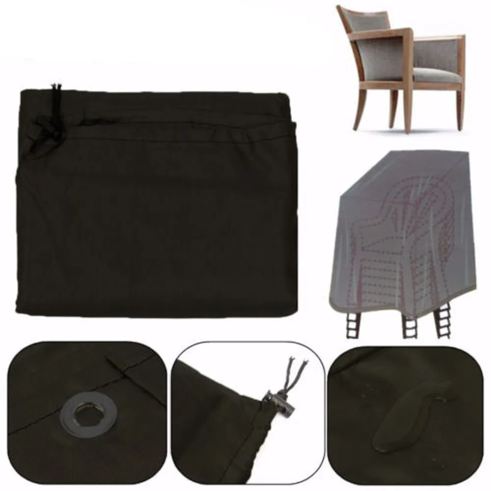 Outdoor Garden Terrace Stackable Chair Dust Cover Storage Bag Furniture Protection Cover Furniture Waterproof Black