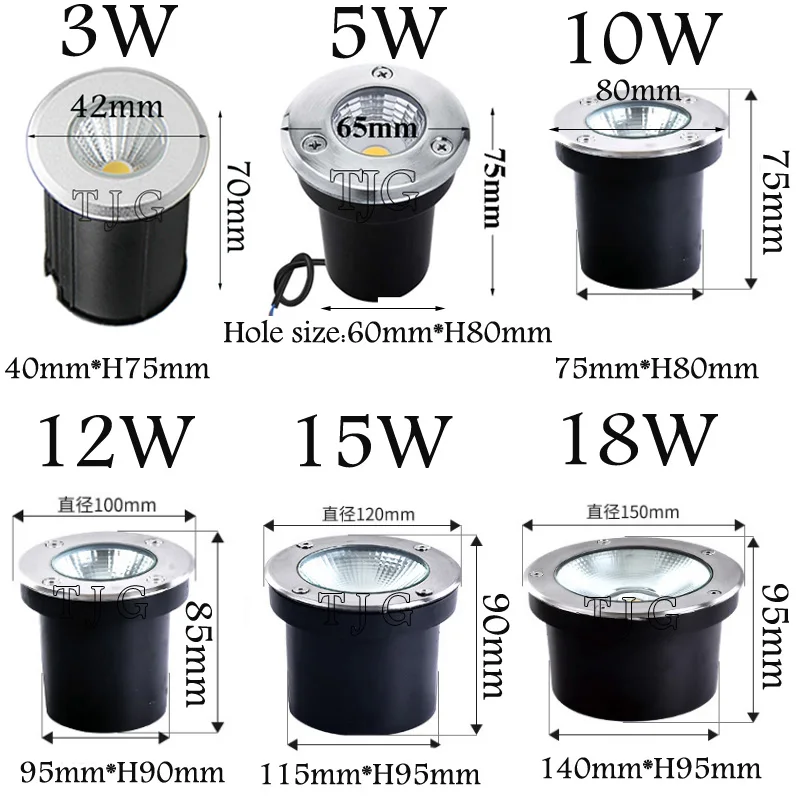 3W 5W 10W 15W Outdoor Buried Garden Path Spot Recessed Inground Lighting 220V DC12V IP67 Waterproof Led Light Garden Underground