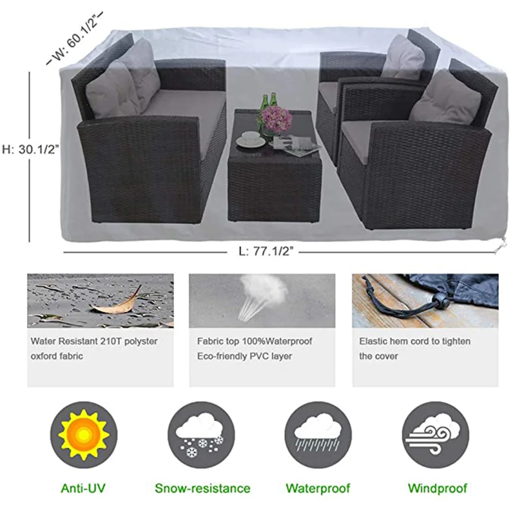 80 Sizes Black Outdoor Patio Garden Furniture Covers Rain Snow Chair covers Sofa Table Chair Dust Waterproof Proof Cover