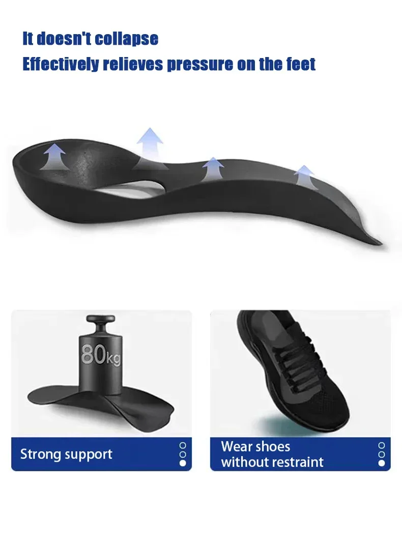 Arch Support Insoles for Shoes, Comfort Shoe Sole Pads, Shock Absorption Shoe Inserts, Unisex Foot Care Insoles, 1 Pair New
