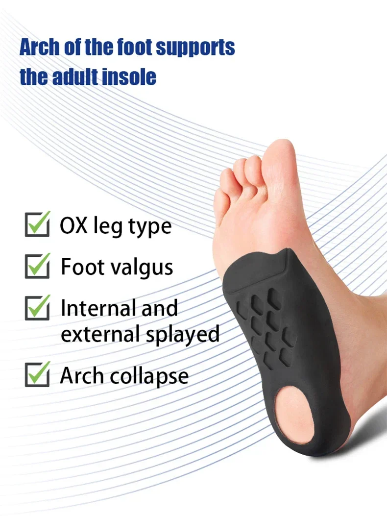 Arch Support Insoles for Shoes, Comfort Shoe Sole Pads, Shock Absorption Shoe Inserts, Unisex Foot Care Insoles, 1 Pair New