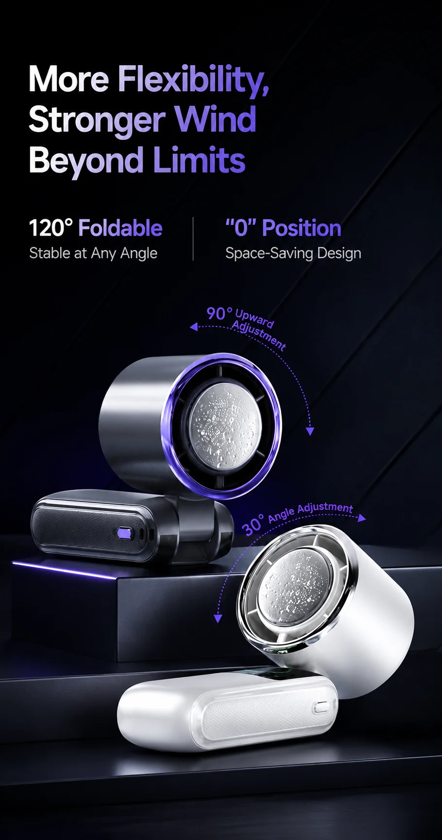 Ice Cooling Portable Neck Fan, 5-Speed Turbo Wind Foldable Hands Free Cooler, 4000mAh 9H Battery Travel Outdoor