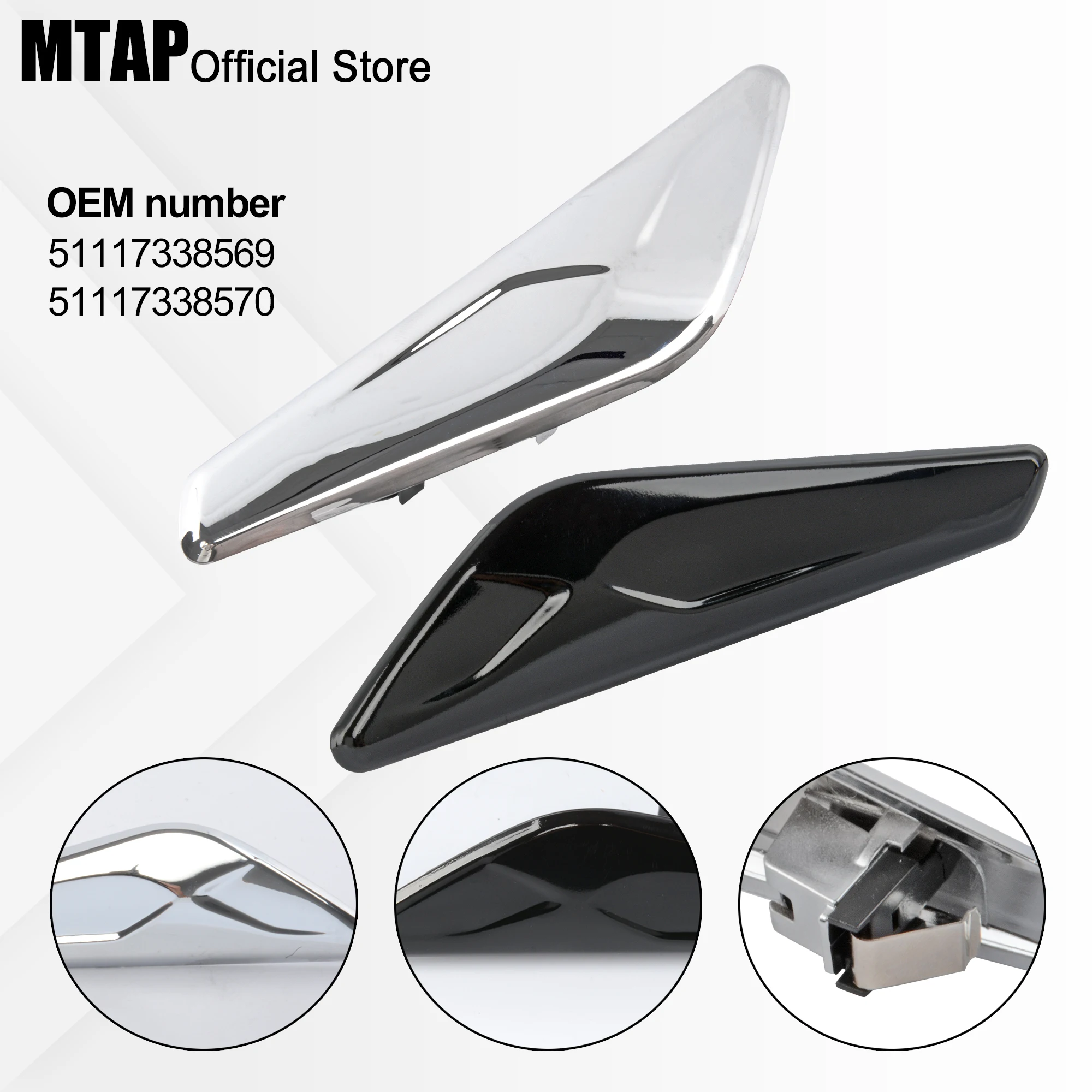 Fender Emblem Trim For BMW X3 F25/X4 F26 2009-2017 Side Marker Finisher Glossy Trim Side Fender Badge 51117338569 51117338570