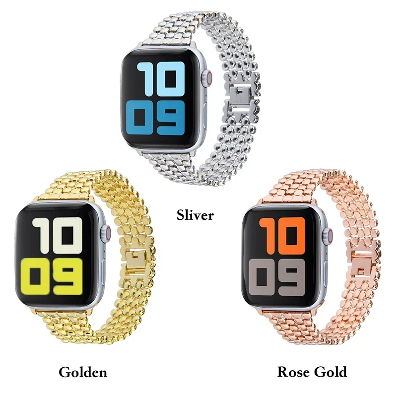 Stainless Steel Band for Apple Watch Ultra 2 Band 45mm 42mm 40mm 41mm 44mm Metal Strap for IWatch Series 9 8 7 6 SE 5 4 Bracelet