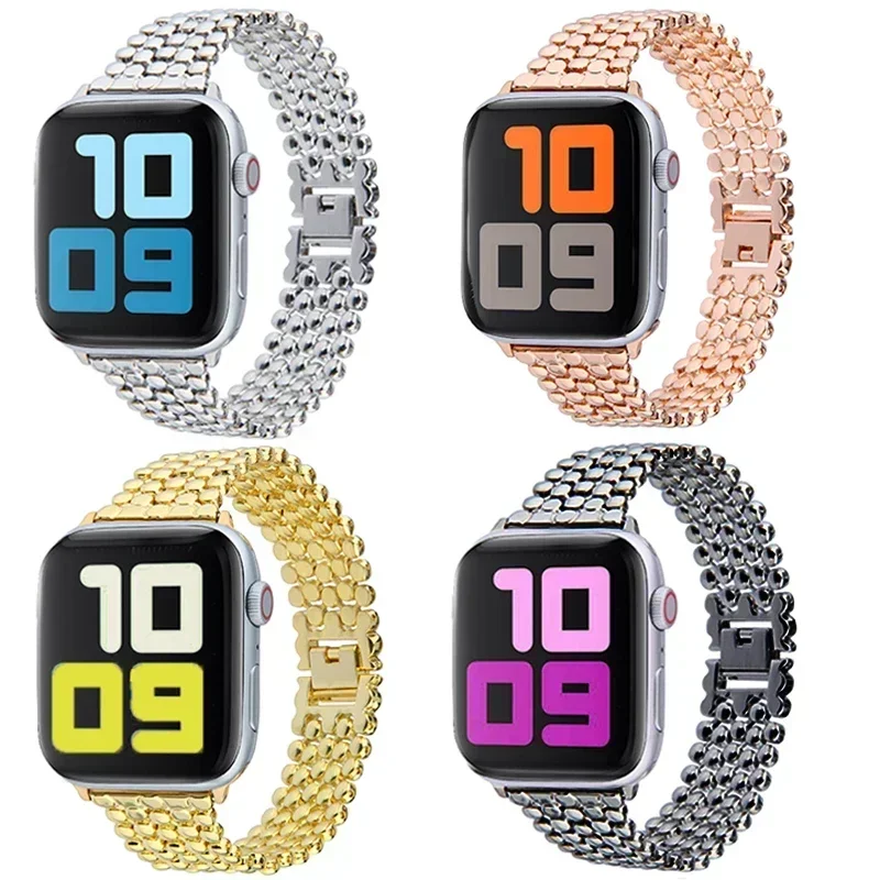 Stainless Steel Band for Apple Watch Ultra 2 Band 45mm 42mm 40mm 41mm 44mm Metal Strap for IWatch Series 9 8 7 6 SE 5 4 Bracelet
