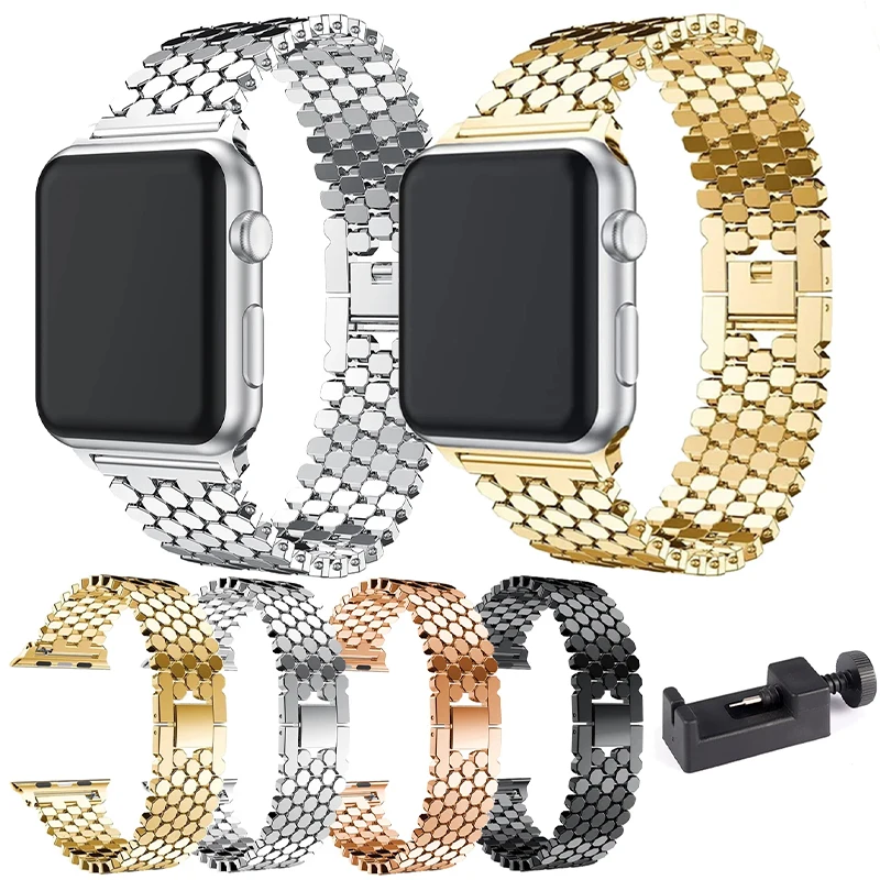 Stainless Steel Band for Apple Watch Ultra 2 Band 45mm 42mm 40mm 41mm 44mm Metal Strap for IWatch Series 9 8 7 6 SE 5 4 Bracelet