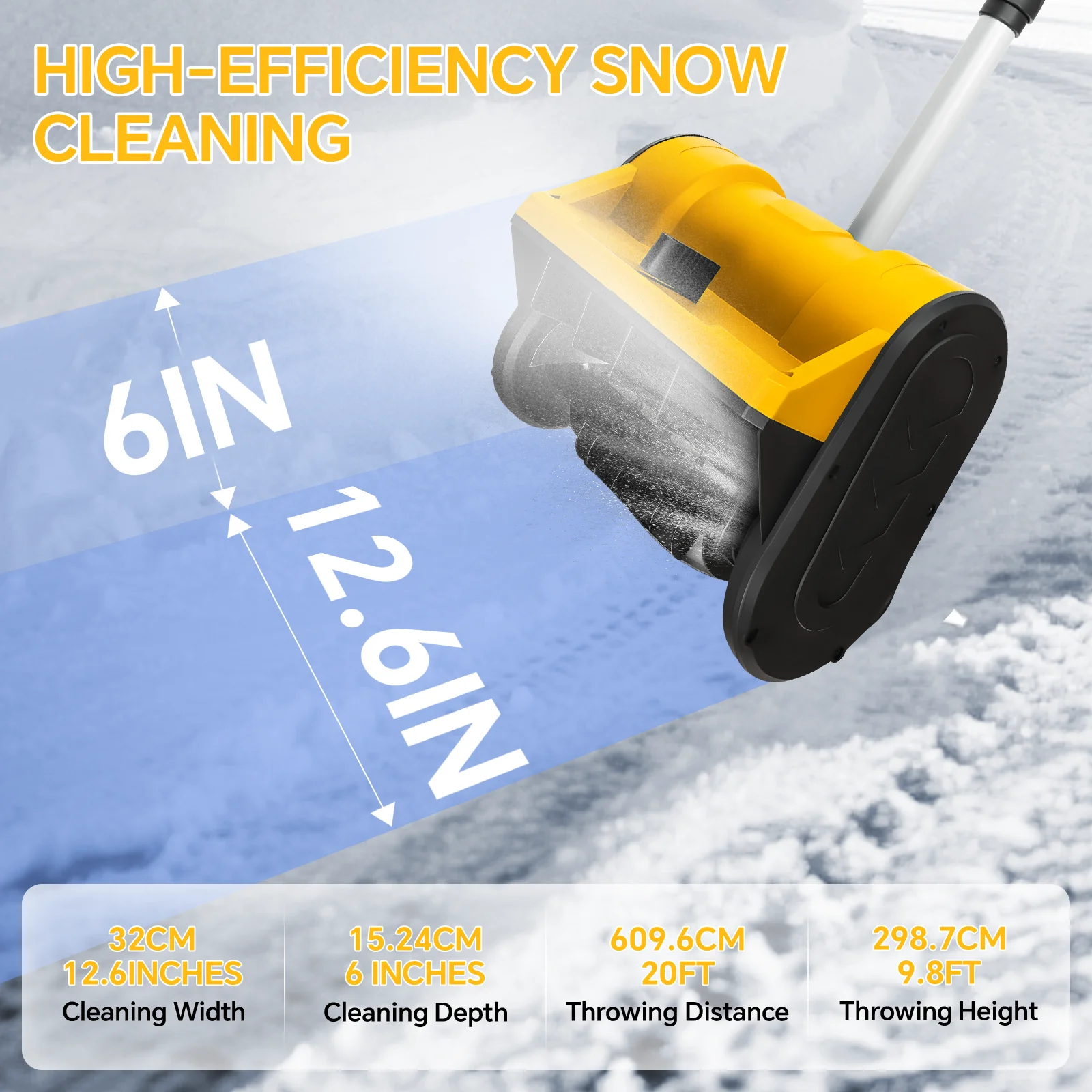Brushless Electric Snow Shovel 500W 3000RPM Cordless Snow Plow Lightweight Snow Thrower Machine for Dewalt 20V Battery Pin