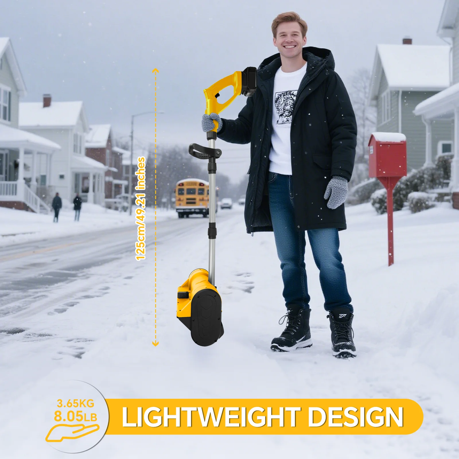 Brushless Electric Snow Shovel 500W 3000RPM Cordless Snow Plow Lightweight Snow Thrower Machine for Dewalt 20V Battery Pin