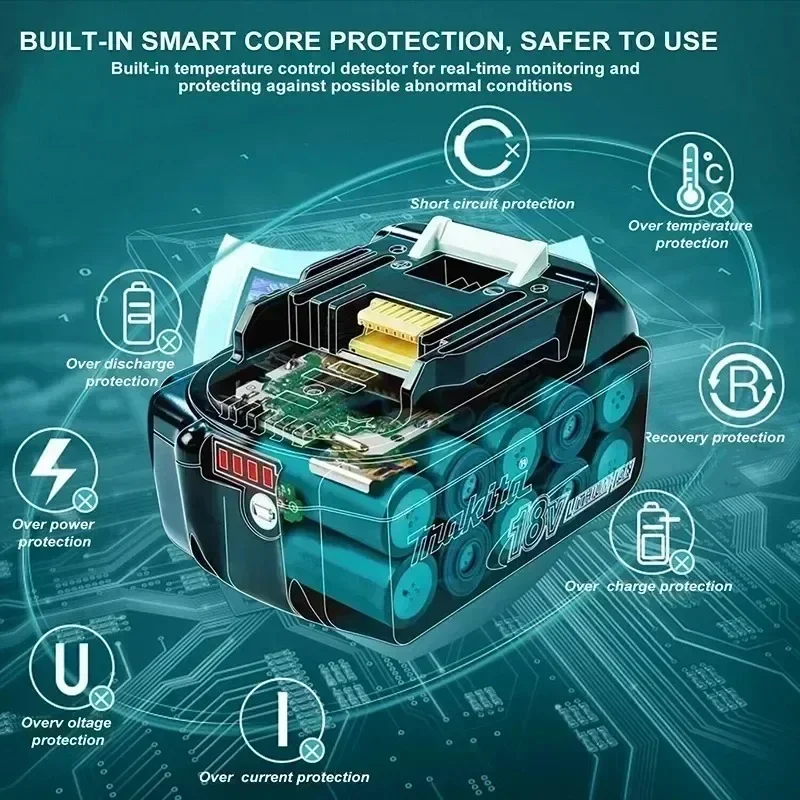 100% Original Makita 18V 6.0 Rechargeable LithiumBattery with LED Indicator High Capacity for Makita Cordles Power Tool Battery