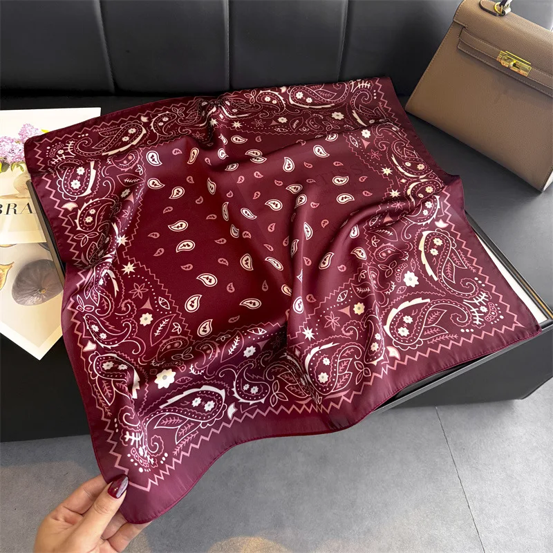 Scarf Designer Hijab Silk Women's Shawl Wraps Bandana Headband Ribbon Headscarf Neckerchief Handkerchief Luxury Brands Femme
