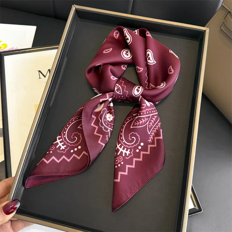 Scarf Designer Hijab Silk Women's Shawl Wraps Bandana Headband Ribbon Headscarf Neckerchief Handkerchief Luxury Brands Femme