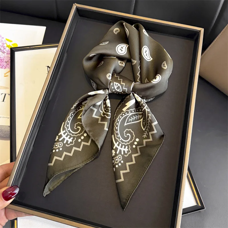 Scarf Designer Hijab Silk Women's Shawl Wraps Bandana Headband Ribbon Headscarf Neckerchief Handkerchief Luxury Brands Femme