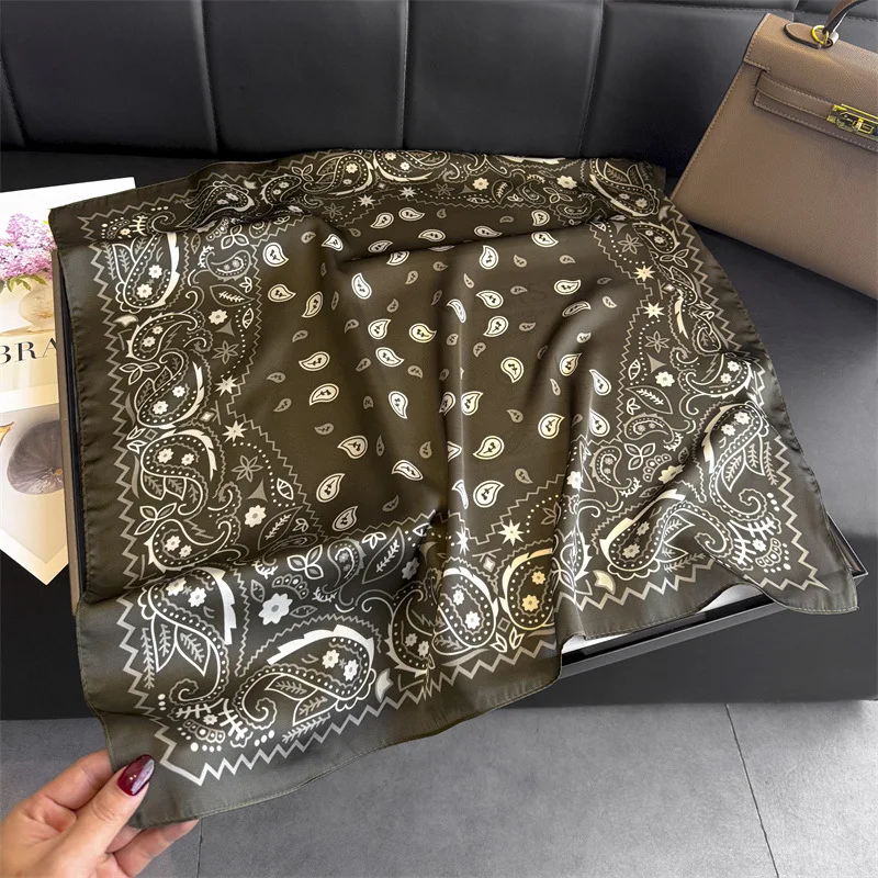 Scarf Designer Hijab Silk Women's Shawl Wraps Bandana Headband Ribbon Headscarf Neckerchief Handkerchief Luxury Brands Femme