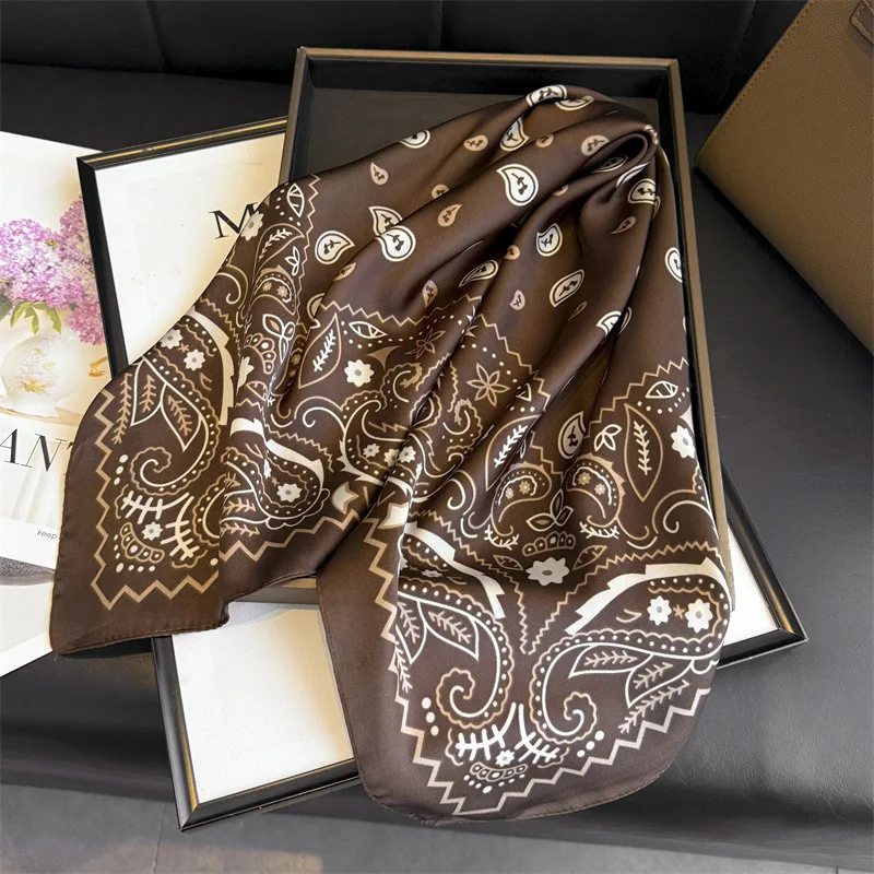 Scarf Designer Hijab Silk Women's Shawl Wraps Bandana Headband Ribbon Headscarf Neckerchief Handkerchief Luxury Brands Femme