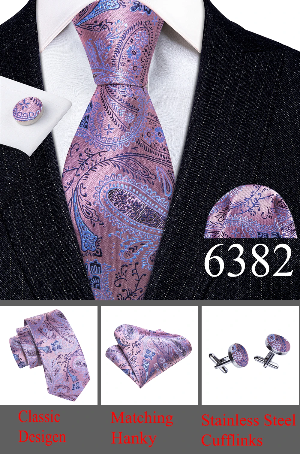 Designer Tie for Mens Gold Silver Paisley Necktie Pocket Square Cufflinks Set Wedding Gift Elegant Corbatas 6235