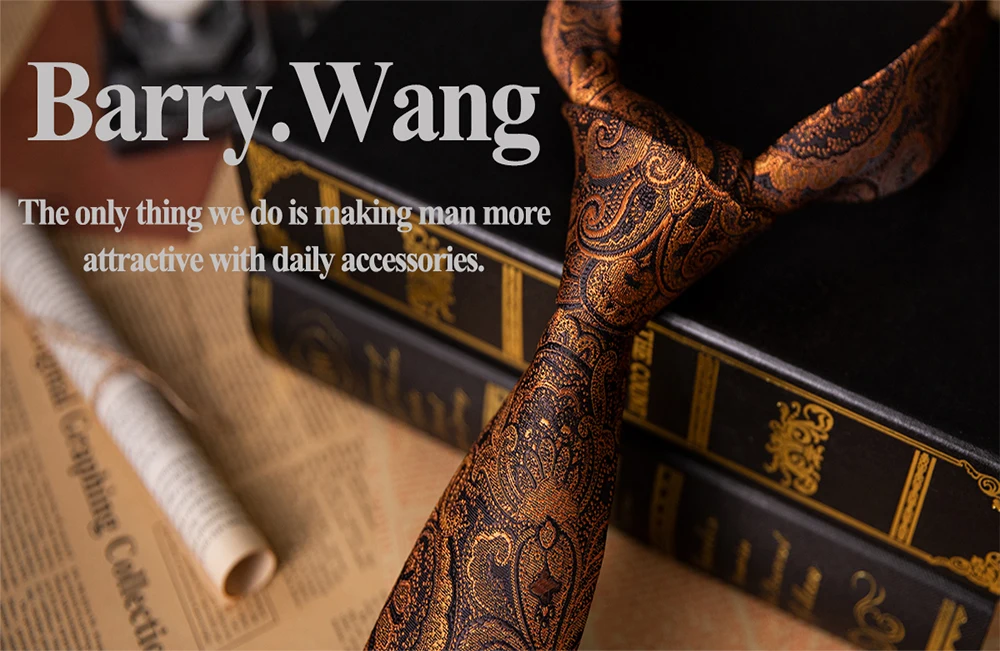 Designer Tie for Mens Gold Silver Paisley Necktie Pocket Square Cufflinks Set Wedding Gift Elegant Corbatas 6235