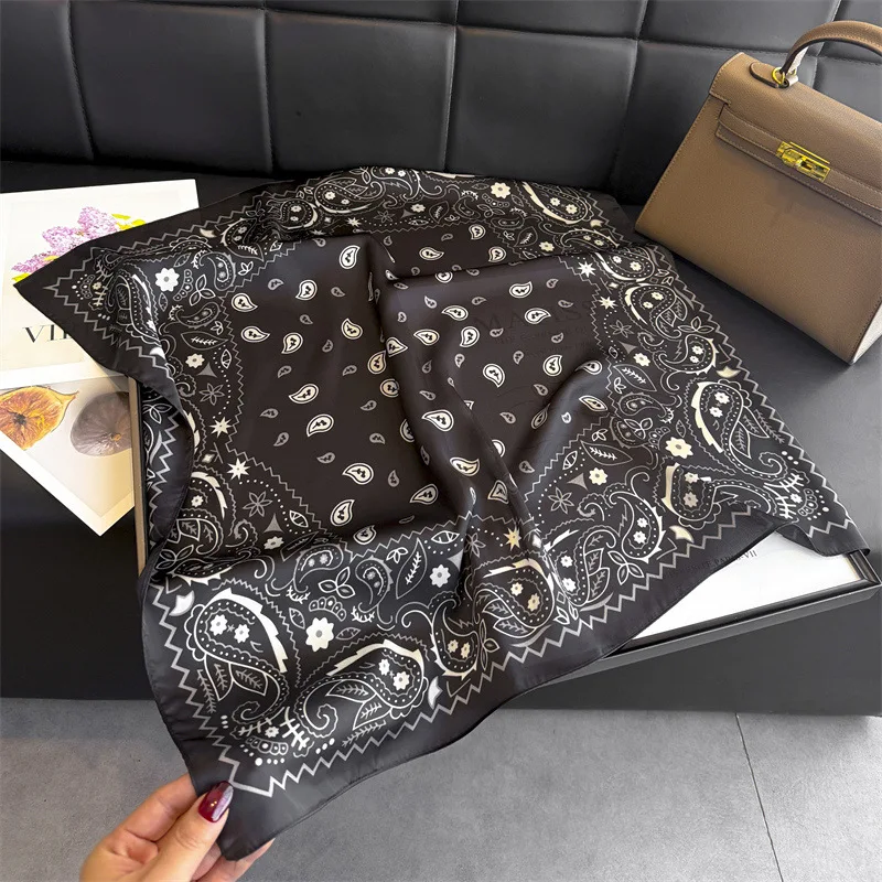 Scarf Fashion Silk Hijab Square Shawl Wraps Bandana Headband Neckerchief Hair Bands Designer Luxury Foulards Femme Ribbon