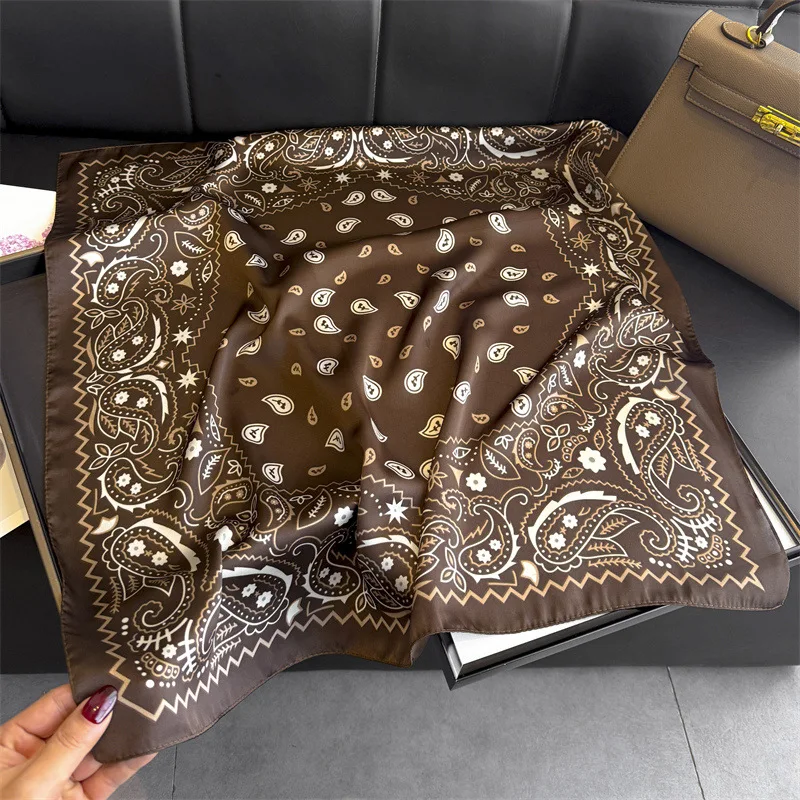 Scarf Fashion Silk Hijab Square Shawl Wraps Bandana Headband Neckerchief Hair Bands Designer Luxury Foulards Femme Ribbon