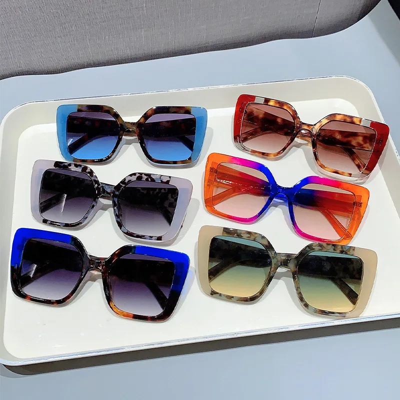 Vintage Luxury Brand Designer Square Big Frame Sunglasses Women For Men Sun Glasses Punk Popular Outdoor Colorful Shades UV400