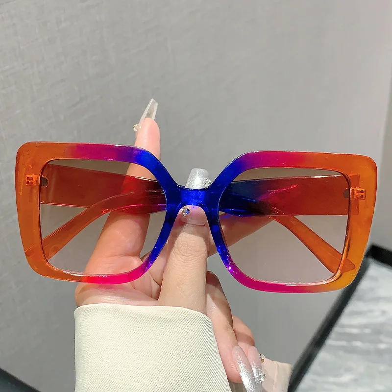 Vintage Luxury Brand Designer Square Big Frame Sunglasses Women For Men Sun Glasses Punk Popular Outdoor Colorful Shades UV400