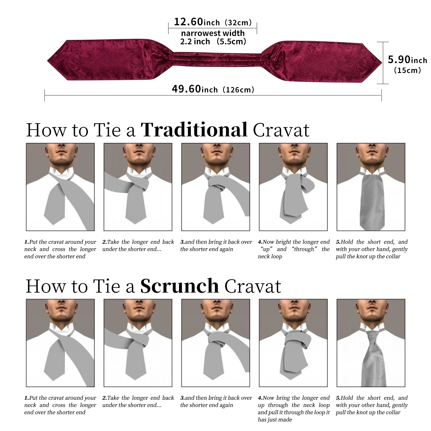 Barry.Wang Jacqaurd Silk Men Ascot Cravat Tie Floral Paisley For Male with Hanky Cufflinks 60 Colors Wedding Party Events Gift